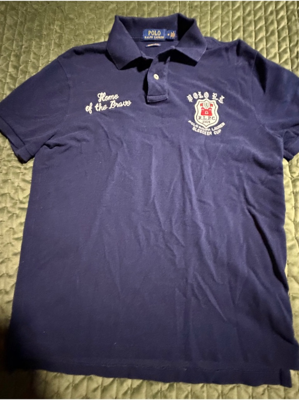 Polo Ralph Lauren Bleecker Cup Polo Shirt navy Custom Slim Fit Ivy League Medium - Picture 6 of 9